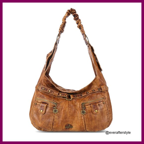 Large Vegan Leather Hobo Shoulder Bag Multi-Pocket Tote Y2K Chic